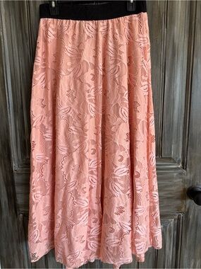 Women’s Peach Lace Maxi Skirt